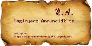 Maginyecz Annunciáta névjegykártya